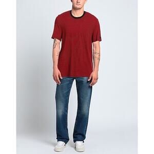 Zadig Voltaire Linen Cotton Red Black Striped Crewneck T-Shirt Size S